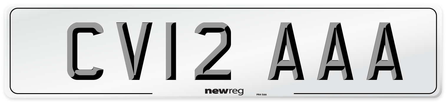 CV12 AAA Number Plate from New Reg
